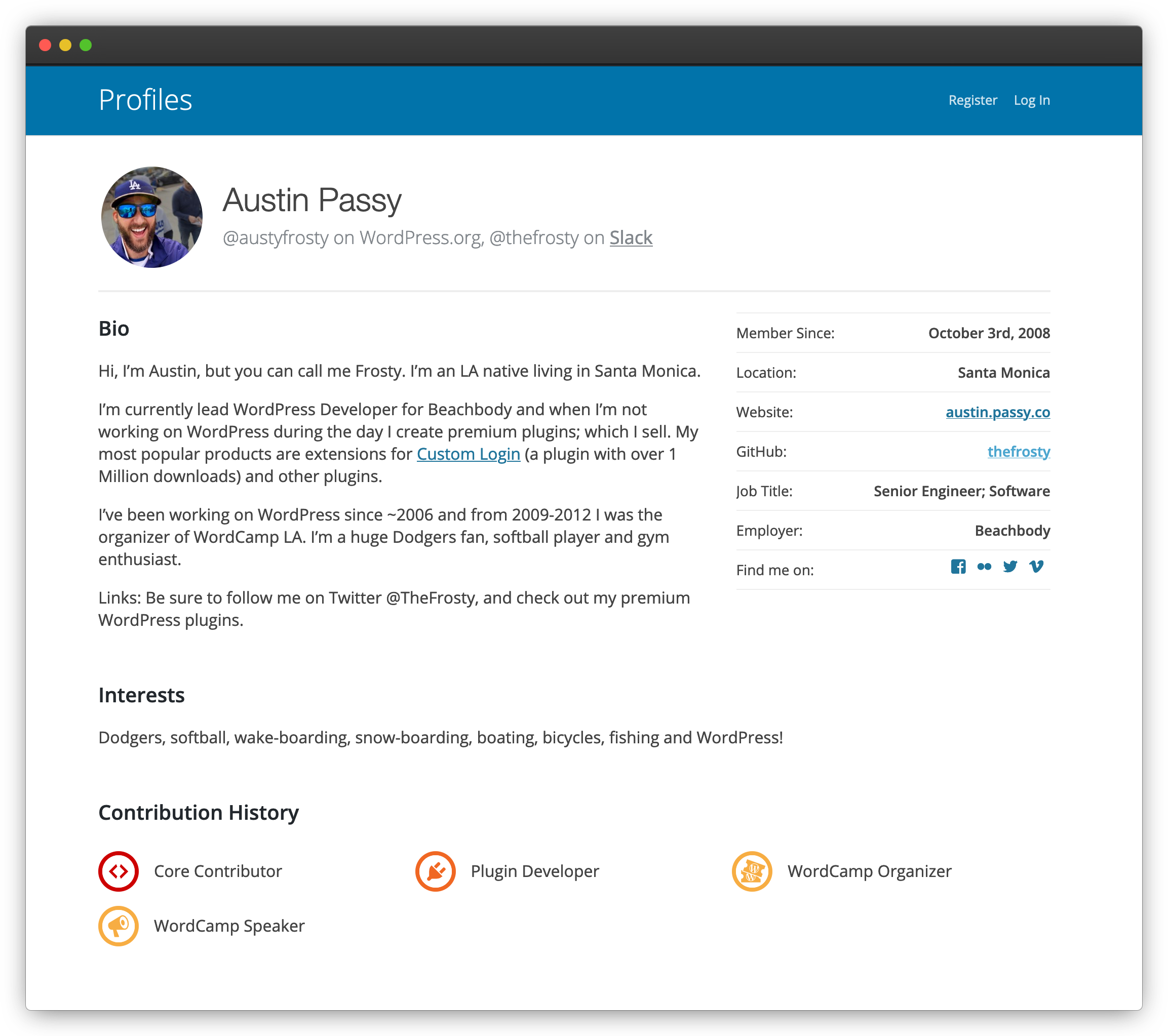 Austin Passy - @austyfrosty WordPress.org profile